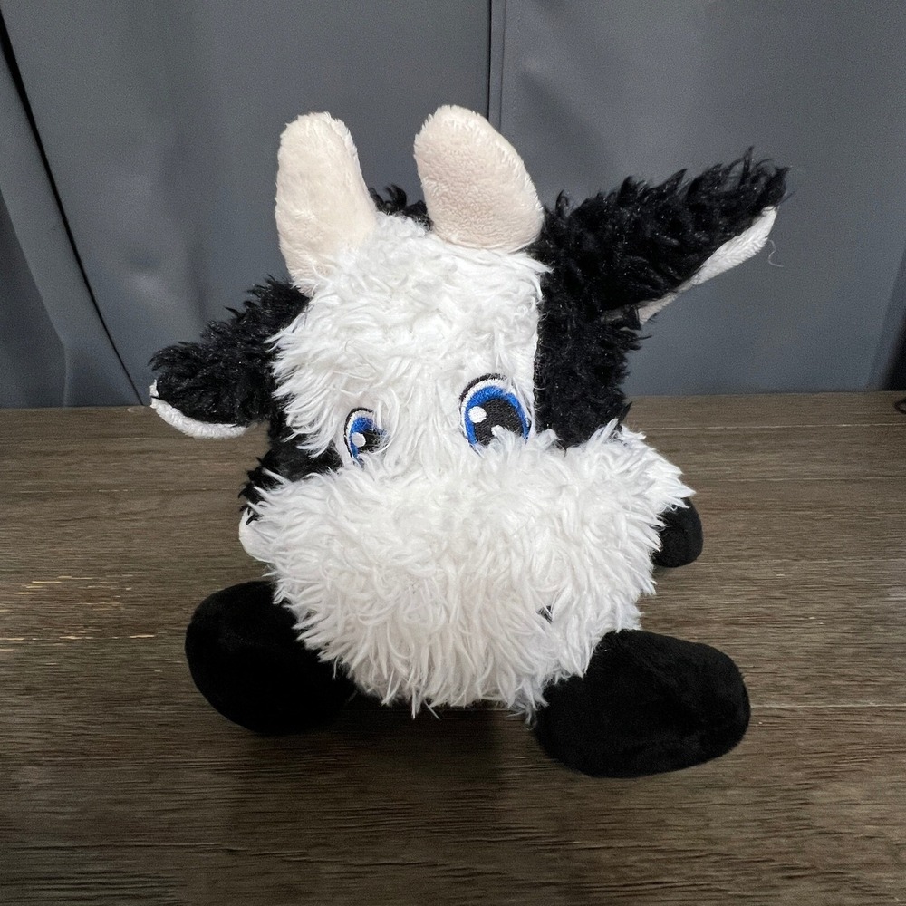 International Cow Plush Hand Puppet Stuffed Animal  Black White Farm Toy